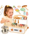 TOOKY TOY Drewniana Kuchnia z Grillem i Akcesoriam