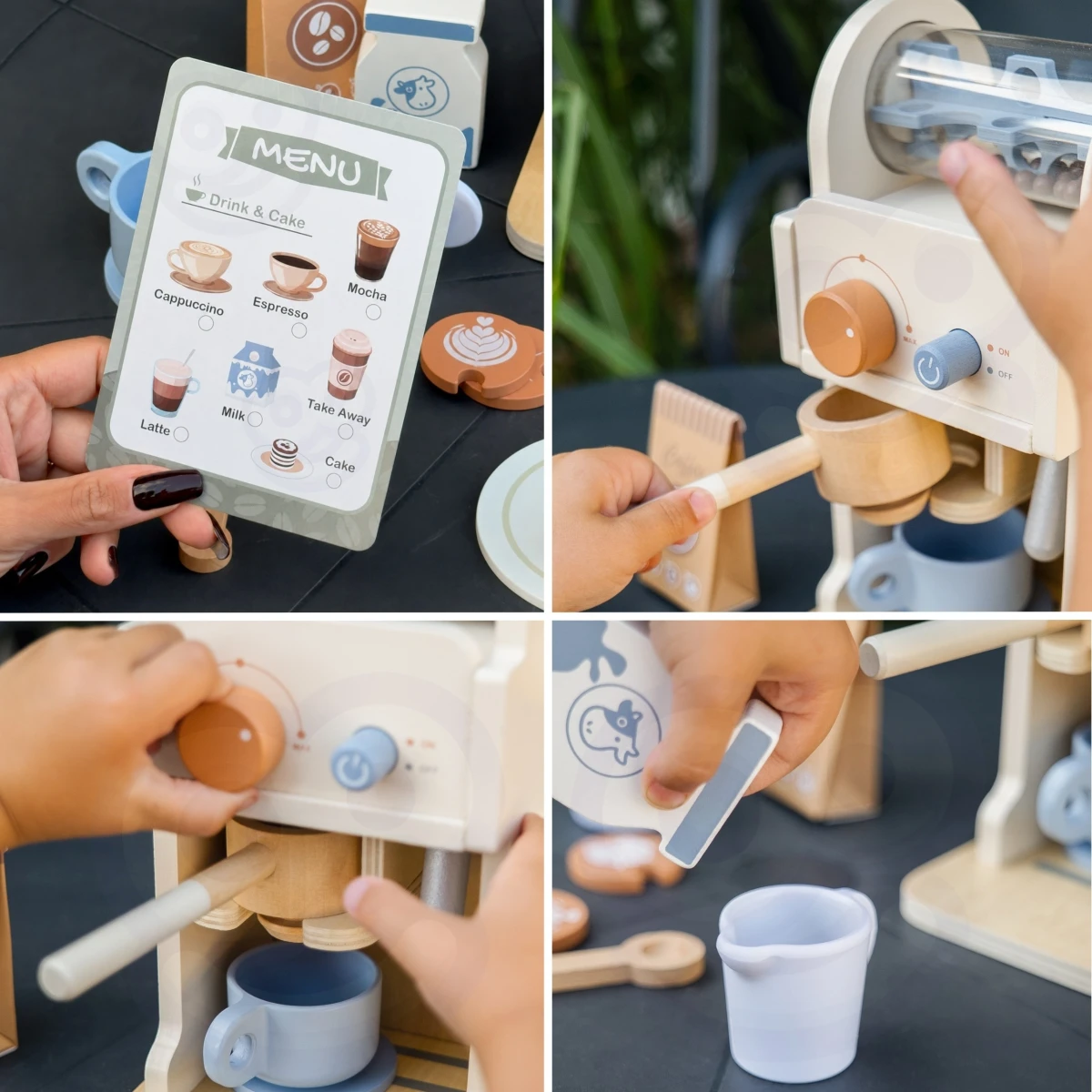 TOOKY TOY Drewniany Zestaw Do Kawy - Ekspres Baristy