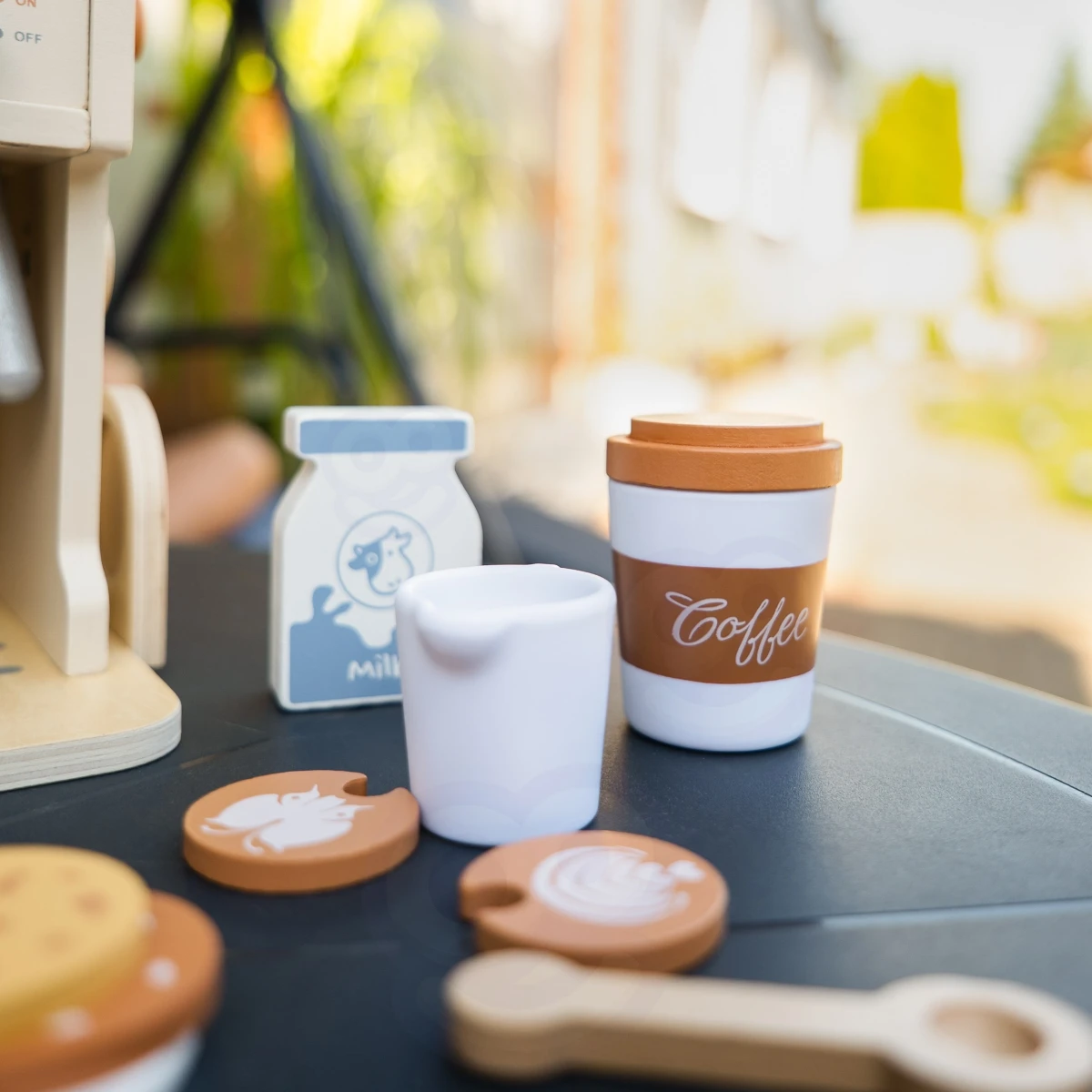 TOOKY TOY Drewniany Zestaw Do Kawy - Ekspres Baristy