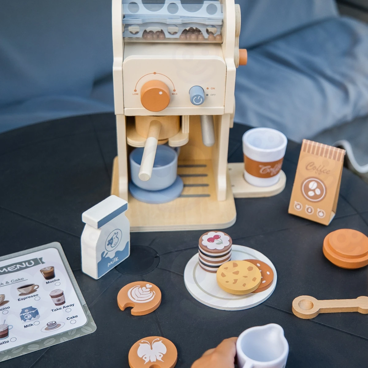 TOOKY TOY Drewniany Zestaw Do Kawy - Ekspres Baristy