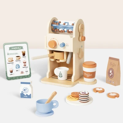 TOOKY TOY Drewniany Zestaw Do Kawy - Ekspres Baristy