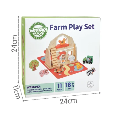 WOOPIE GREEN Drewniana Składana Farma w Walizce ze Zwierzątkami 11el.