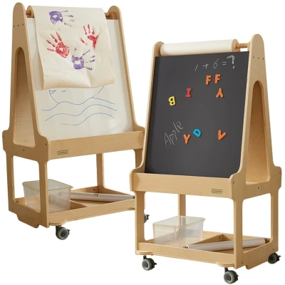 MASTERKIDZ Tablica Dwustronna Suchościeralna Sztaluga 3w1 Na Kółkach