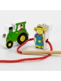 VIGA Drewniana Przeplatanka Klocki Farma do Nawlekania Montessori