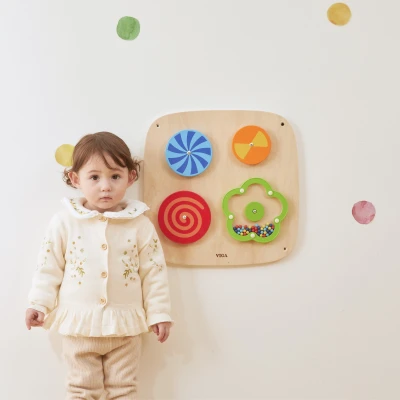 VIGA Drewniana Tablica Manipulacyjna Ścienna Panel Sensoryczny Montessori