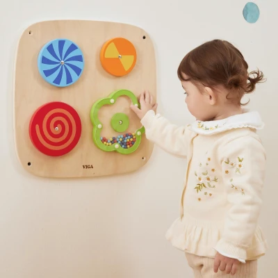 VIGA Drewniana Tablica Manipulacyjna Ścienna Panel Sensoryczny Montessori