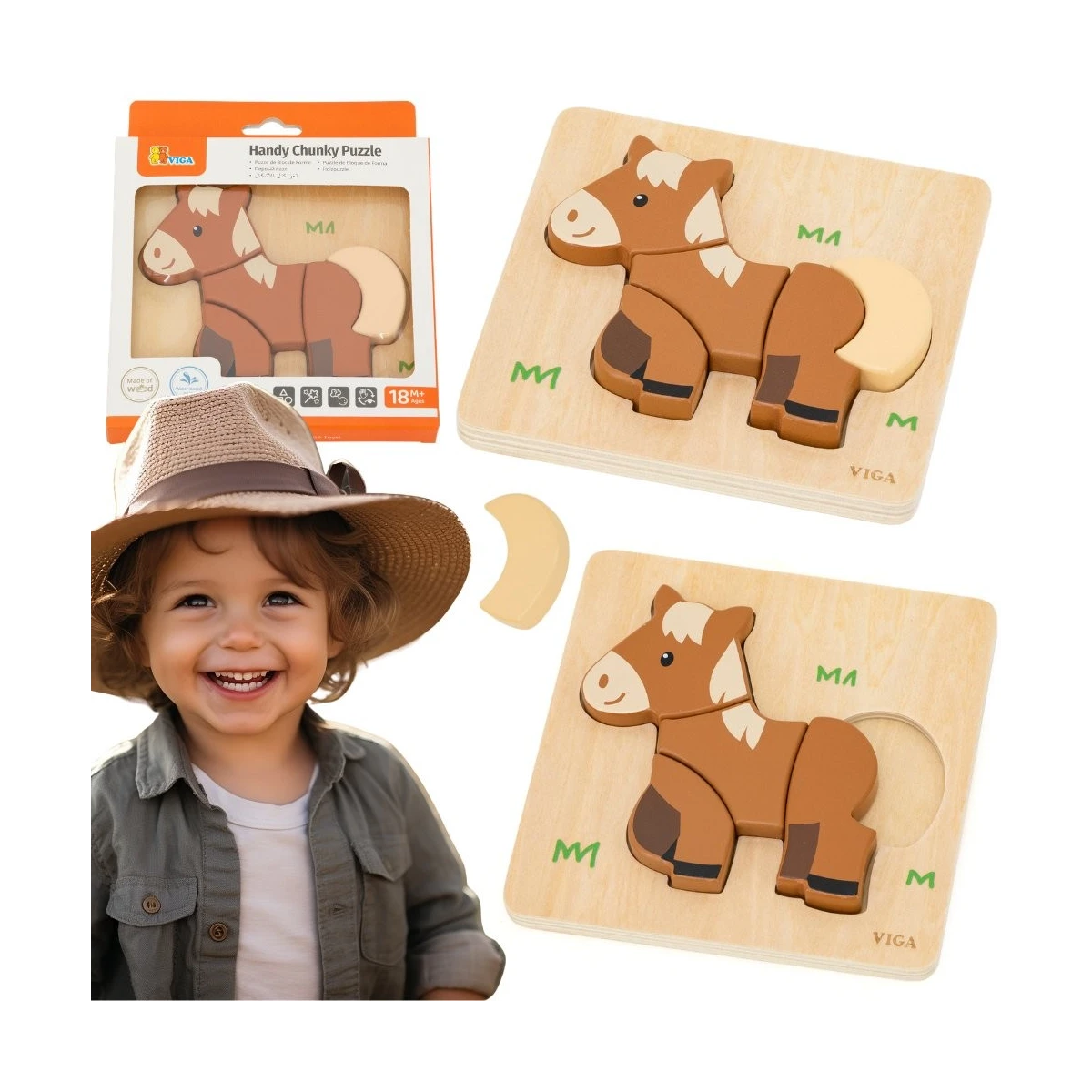 VIGA Drewniane Puzzle - Mój Przyjaciel Konik