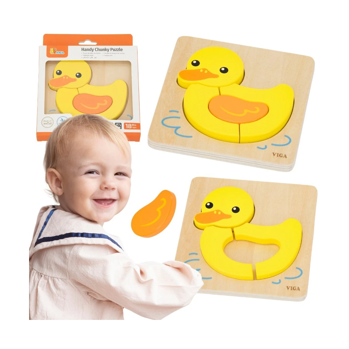 VIGA Drewniane Puzzle - Urocza Kaczuszka