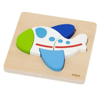 VIGA Drewniane Puzzle - Kolorowy Samolot