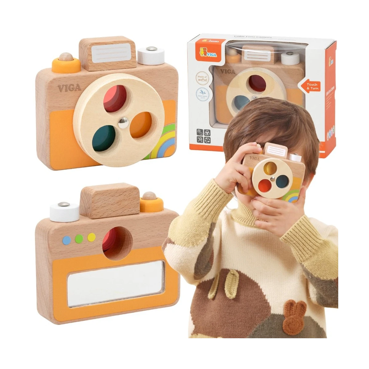 VIGA Drewniany Aparat Fotograficzny -Kolory i Dźwięk