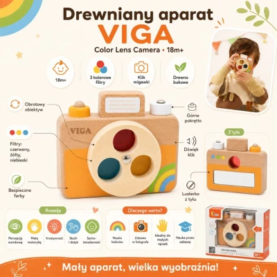 VIGA Drewniany Aparat Fotograficzny -Kolory i Dźwięk