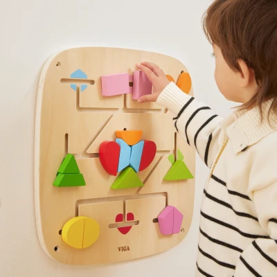 Viga Drewniana Tablica Manipulacyjna Ścienna Kształty Montessori Edukacyjna