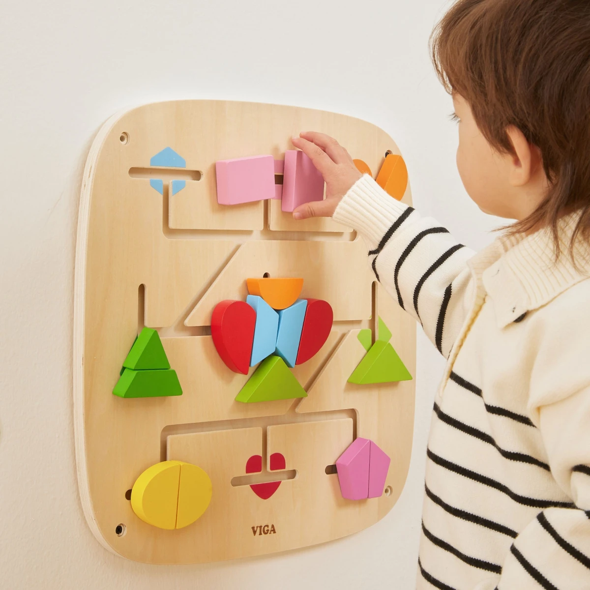 Viga Drewniana Tablica Manipulacyjna Ścienna Kształty Montessori Edukacyjna
