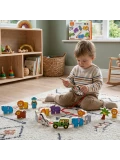 VIGA Drewniana Nawlekanka Przeplatanka Klocki Safari ZOO Montessori