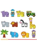 VIGA Drewniana Nawlekanka Przeplatanka Klocki Safari ZOO Montessori