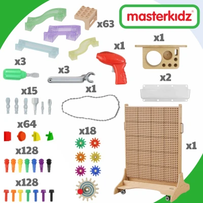 MASTERKIDZ Wolnostojąca Tablica Naukowa Kreatywna STEM 125 x 86 + Zestaw Akcesoriów