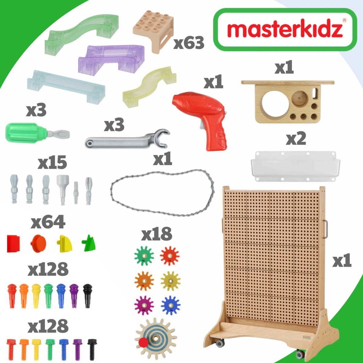 MASTERKIDZ Wolnostojąca Tablica Naukowa Kreatywna STEM 125 x 86 + Zestaw Akcesoriów