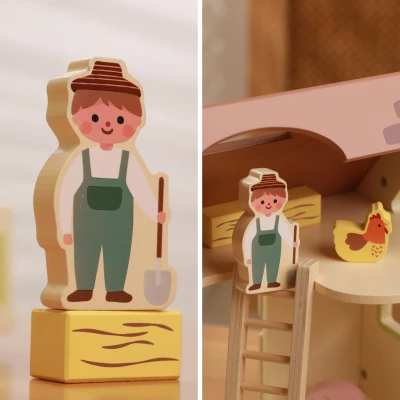 CLASSIC WORLD Drewniany Domek Farma Vintage Zestaw Figurek 17 el.