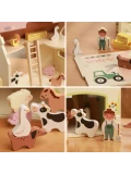 CLASSIC WORLD Drewniany Domek Farma Vintage Zestaw Figurek 17 el.