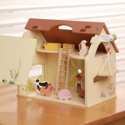 CLASSIC WORLD Drewniany Domek Farma Vintage Zestaw Figurek 17 el.