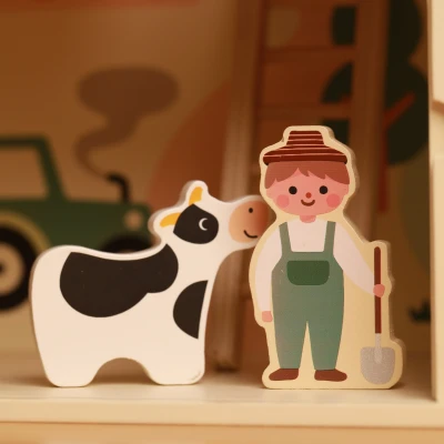 CLASSIC WORLD Drewniany Domek Farma Vintage Zestaw Figurek 17 el.