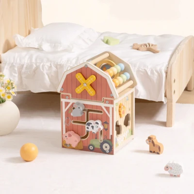 TOOKY TOY Drewniana Stodoła Aktywności Sorter Liczydło Montessori