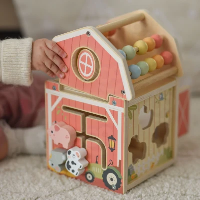 TOOKY TOY Drewniana Stodoła Aktywności Sorter Liczydło Montessori