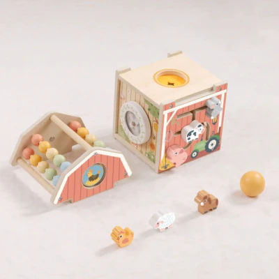 TOOKY TOY Drewniana Stodoła Aktywności Sorter Liczydło Montessori