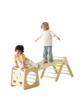 CLASSIC WORLD Drewniany Zestaw Wspinaczkowy Trójkąt Montessori 5w1 - Plac Zabaw Siłownia Indoor dla Dzieci