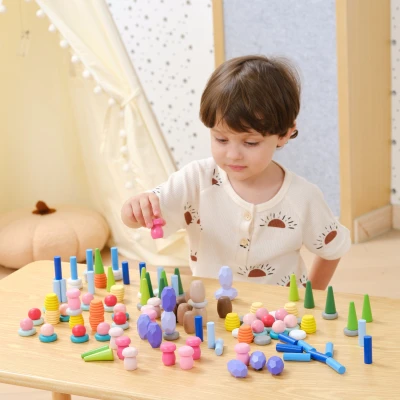 VIGA Klocki Drewniane Edukacyjne Układanka Montesori Sorter 141el.