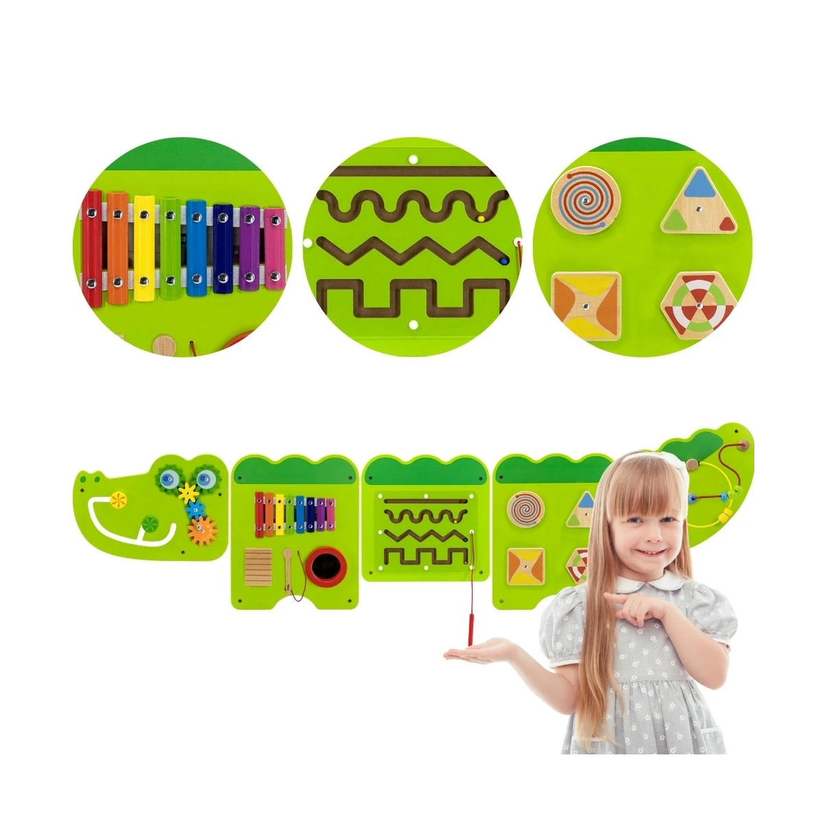 VIGA Tablica Sensoryczna Manipulacyjna Krokodyl Certyfikat FSC Montessori
