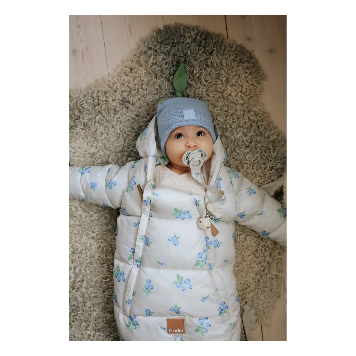 ELODIE DETAILS czapka zimowa Furry Knit Beanie Blueberry Bliss 6-12 m-cy