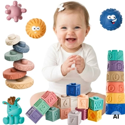 Klocki sensoryczne 27 el. Woopie Baby | Pan Piksel