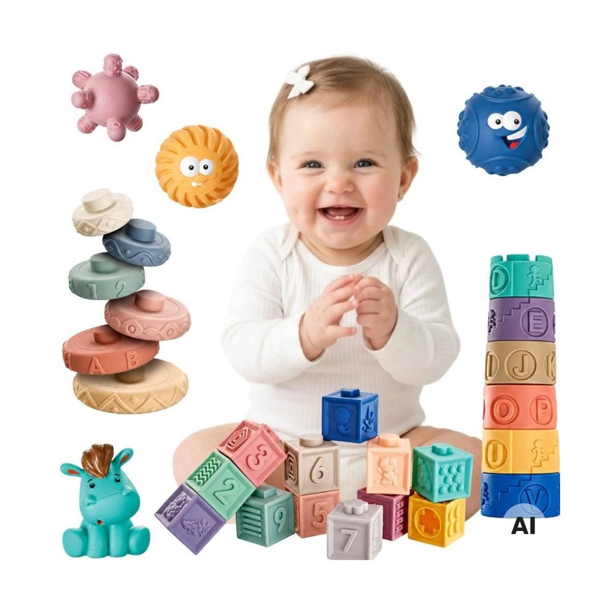 Klocki sensoryczne 27 el. Woopie Baby | Pan Piksel