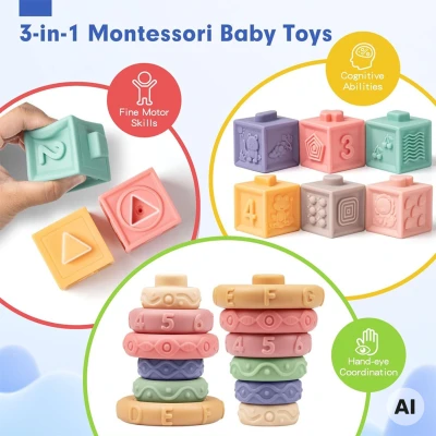 WOOPIE BABY Miękkie Klocki Sensoryczne Gryzaki 23 el.
