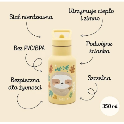 SASSI EDITORE Butelka termiczna 350 ml Leniwiec SASSI
