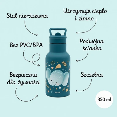 SASSI EDITORE Butelka termiczna 350 ml Słonik SASSI