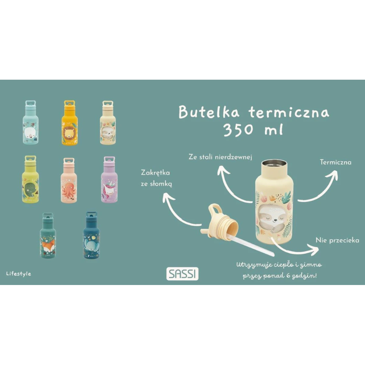 SASSI EDITORE Butelka termiczna 350 ml Słonik SASSI