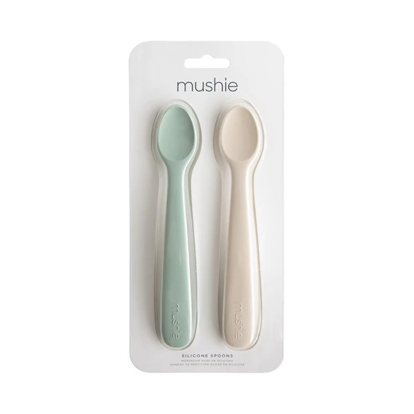 Mushie Łyżeczki do Karmienia Niemowląt 2-pak Cambridge Blue / Shi