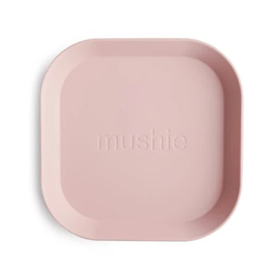 Mushie Talerzyki dla dzieci kwadratowe 2-pak Blush
