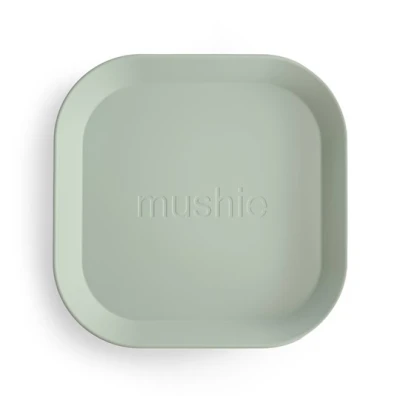 Mushie Talerzyki dla dzieci kwadratowe 2-pak Sage