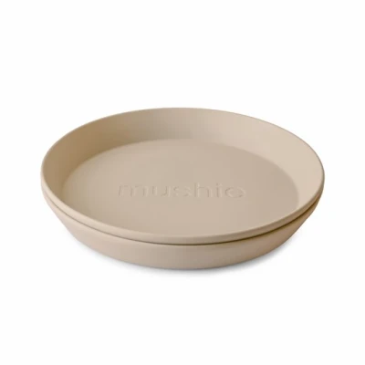 Mushie Talerzyki dla dzieci okrągłe 2-pak Vanilla