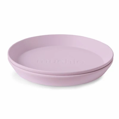 Mushie Talerzyki dla dzieci okrągłe 2-pak Soft Lilac
