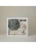 Mushie Silikonowy zestaw obiadowy dla niemowlaka Dino