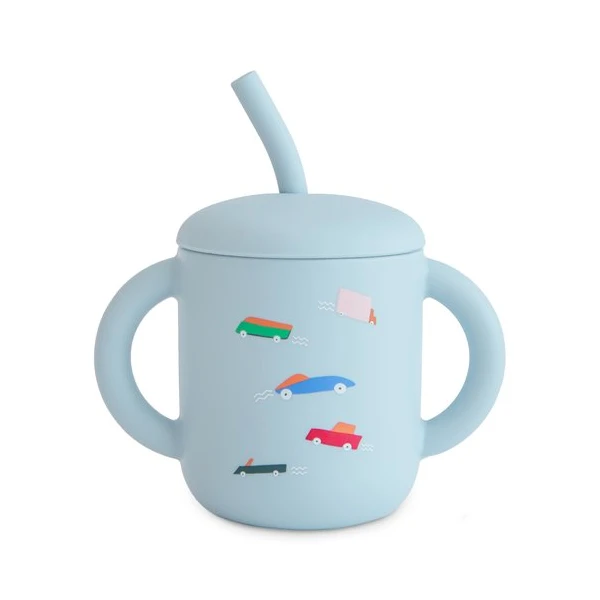 Mushie Kubek ze słomką 175 ml Retro Cars