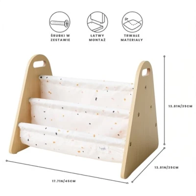 3 Sprouts Stojak na Książki dla Dzieci Przenośny Terrazzo Cream