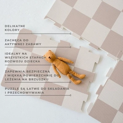 3 Sprouts Mata Piankowa EVA Checkerboard Beige Puzzle Podłogowe