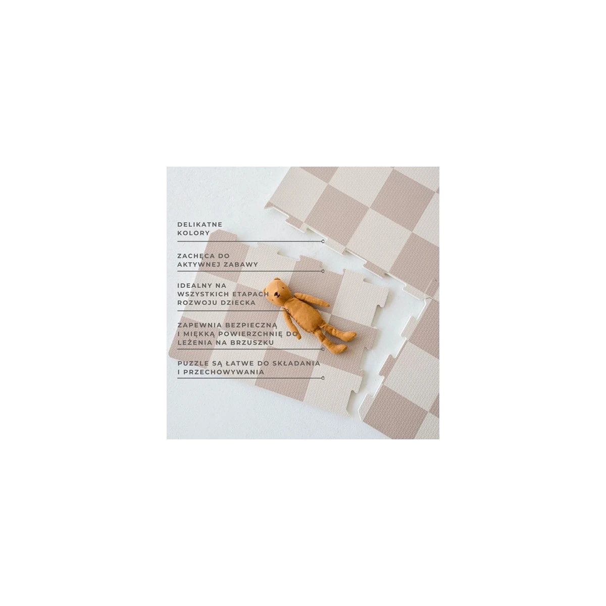 3 Sprouts Mata Piankowa EVA Checkerboard Beige Puzzle Podłogowe