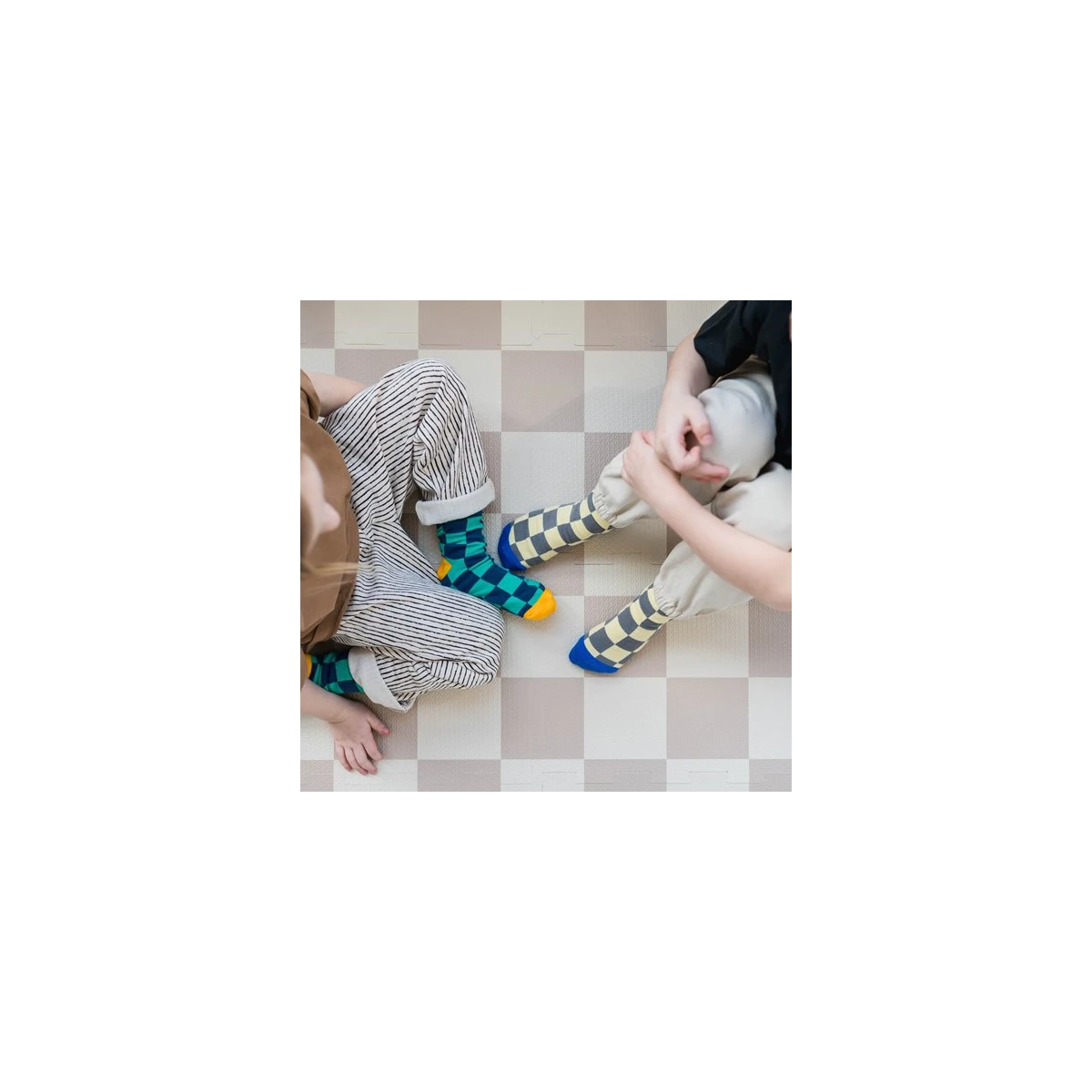 3 Sprouts Mata Piankowa EVA Checkerboard Beige Puzzle Podłogowe