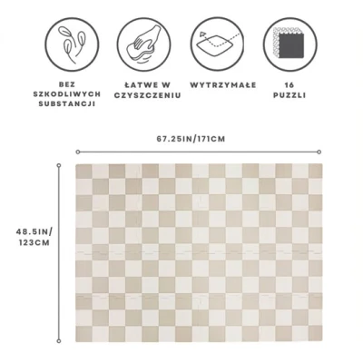 3 Sprouts Mata Piankowa EVA Checkerboard Beige Puzzle Podłogowe